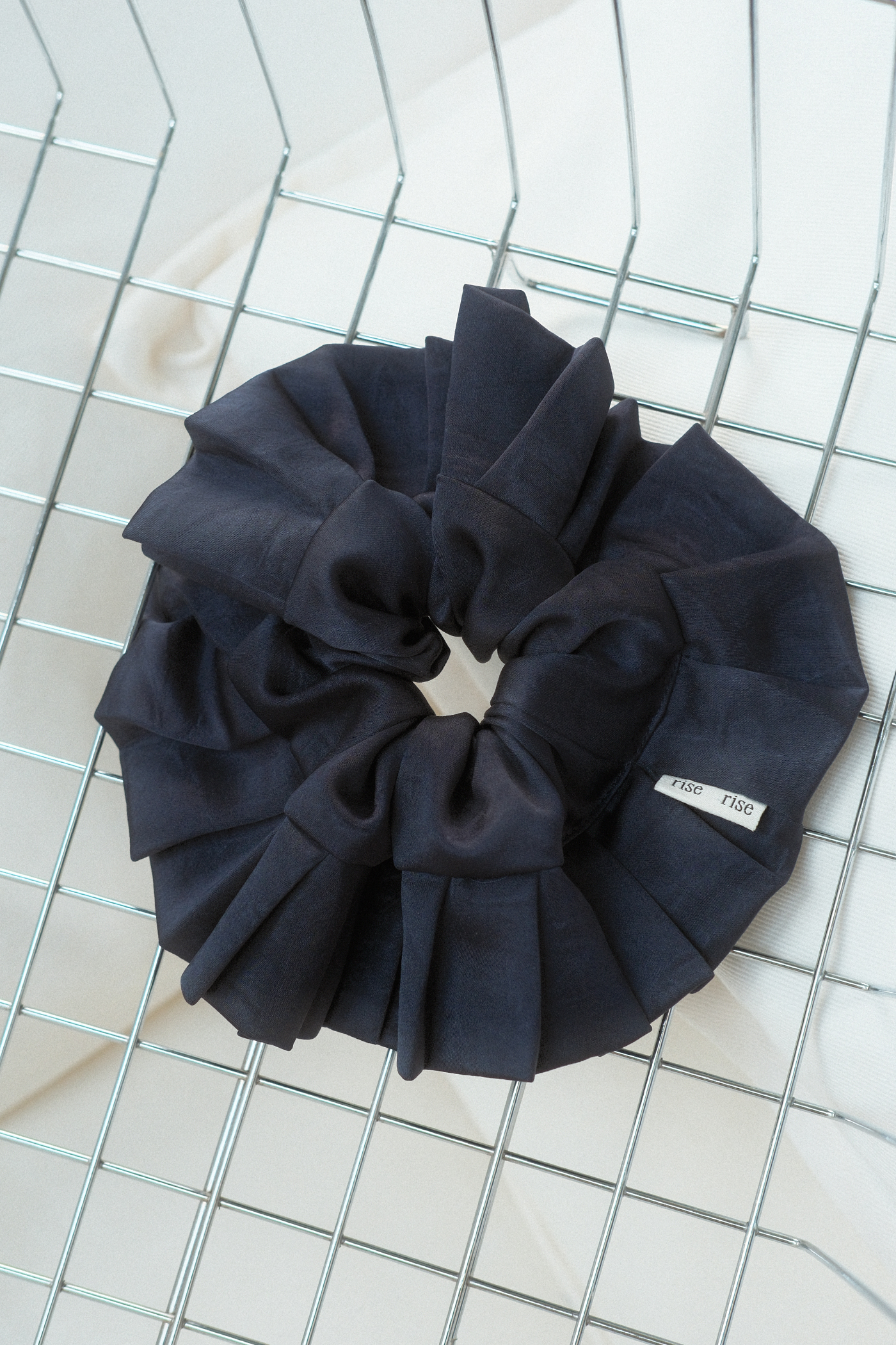 Pleated Crepe Sateen Oversized Scrunchie