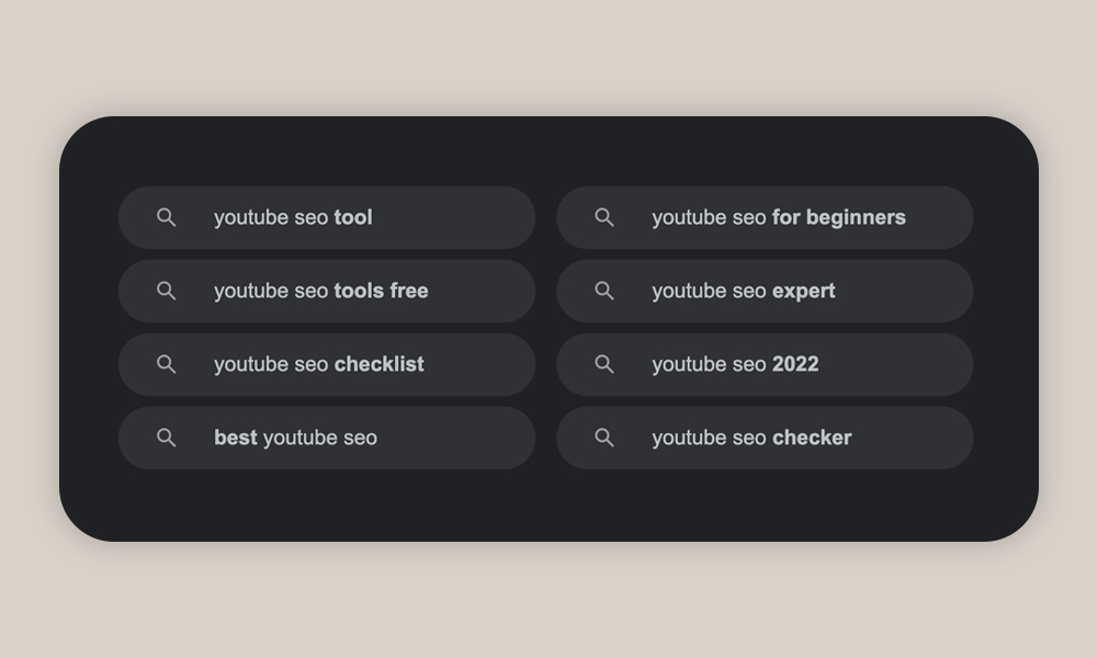 youtube SEO (high-ranking keyword) , youtube search (LSI keyword)