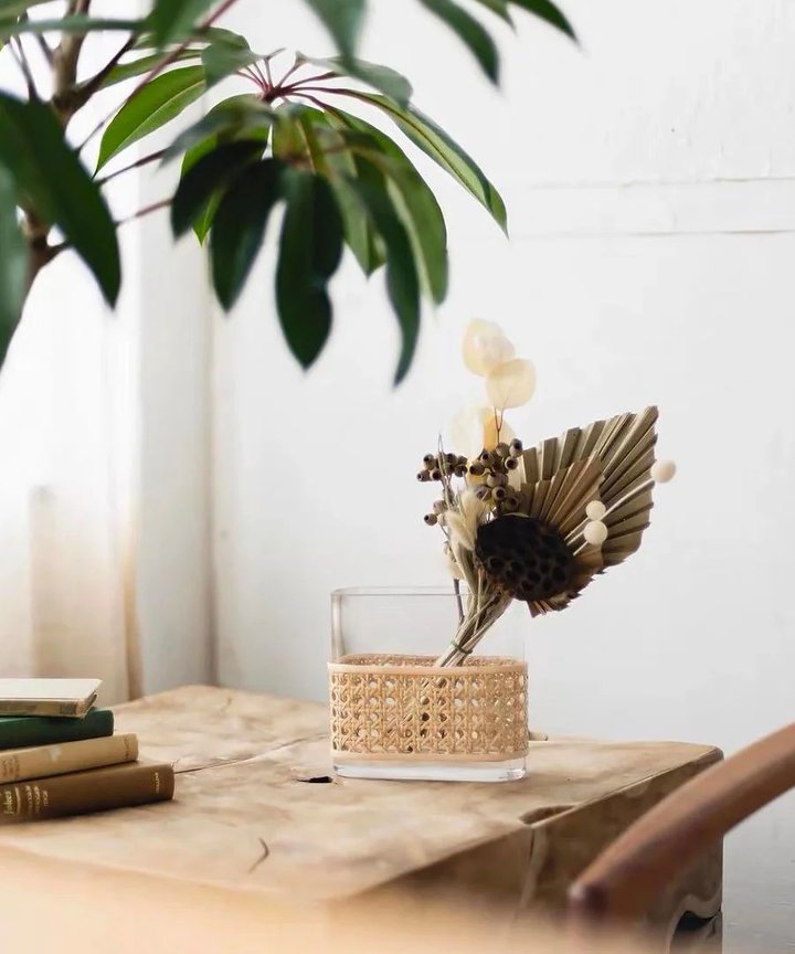 Hyacine Rattan Clear Vase Hyacine Rattan Clear Vase