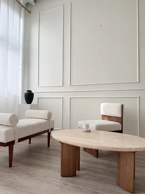 Cetaluia Oval Travertine Walnut Table Cetaluia Oval Travertine Walnut Table