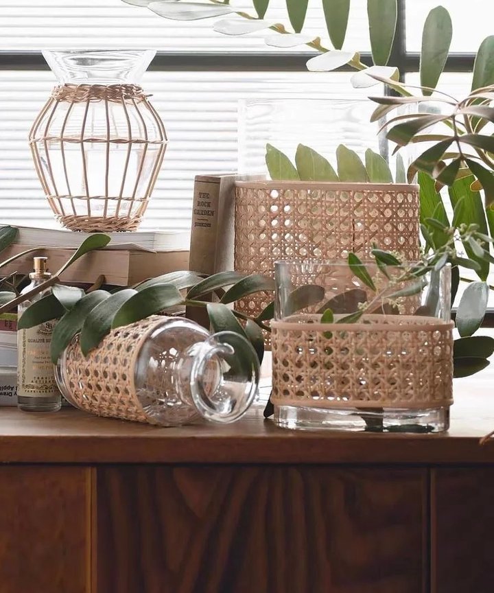 Hyacine Rattan Clear Vase Hyacine Rattan Clear Vase
