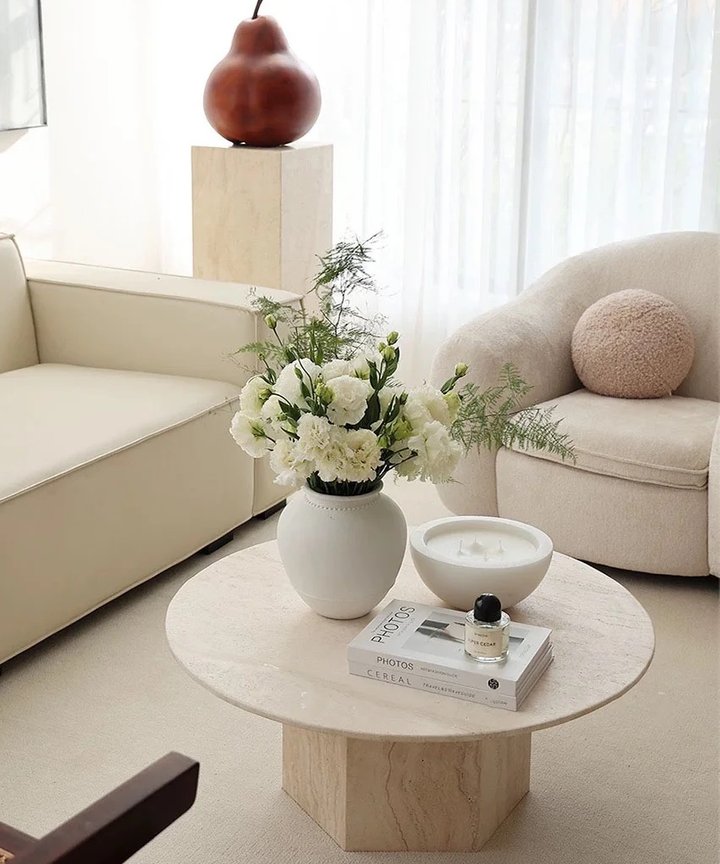 Calynda Hexagonal Travertine Table Calynda Hexagonal Travertine Table