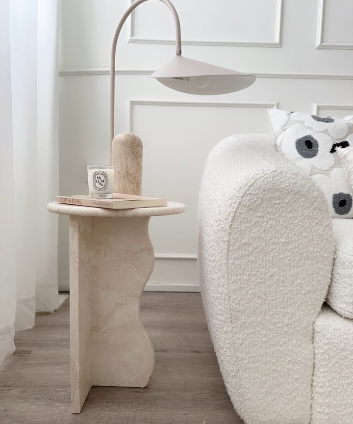 Delphina Travertine Wave Side Table Delphina Travertine Wave Side Table
