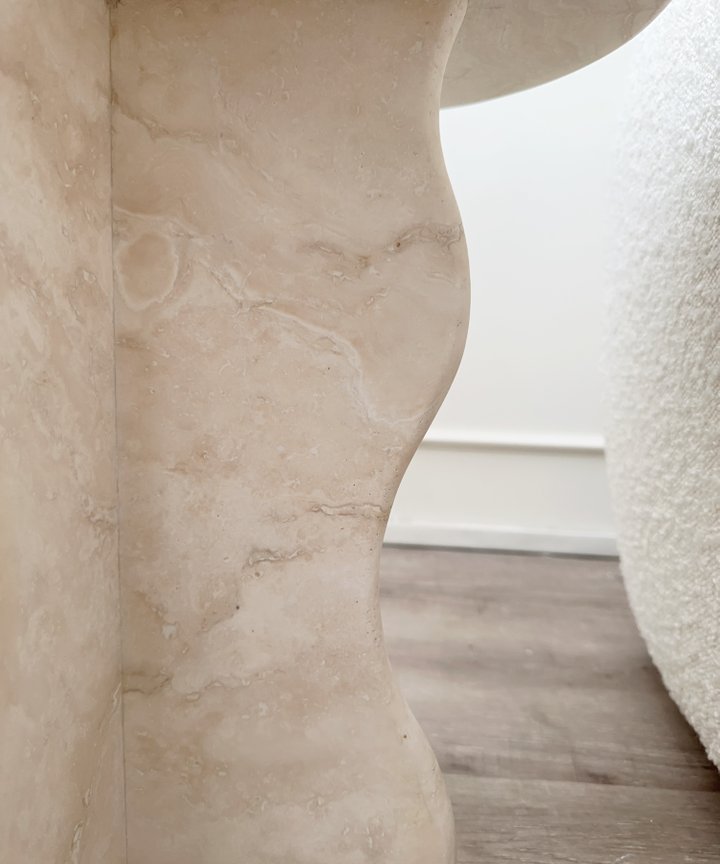 Delphina Travertine Wave Side Table Delphina Travertine Wave Side Table