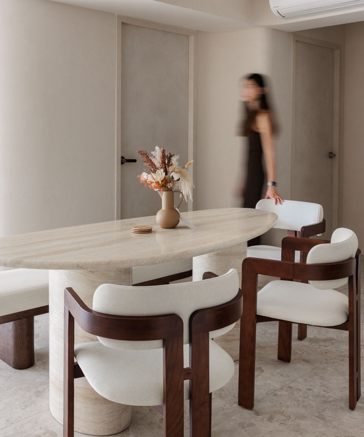 Cerise Travertine Dining Table - Droplet Cerise Travertine Dining Table - Droplet
