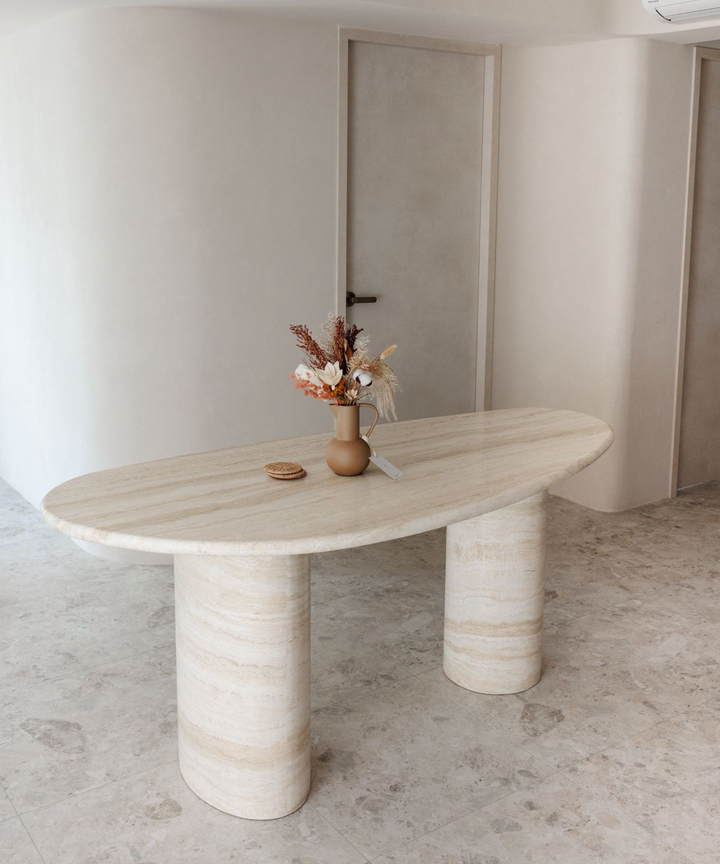 Cerise Travertine Dining Table - Droplet Cerise Travertine Dining Table - Droplet