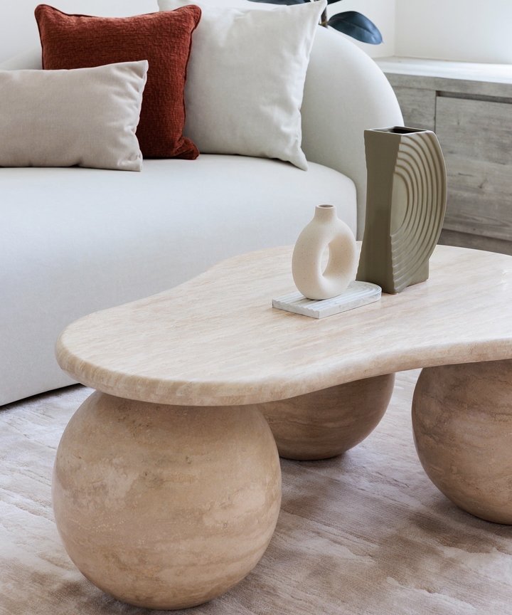 Carlsson Travertine Coffee Table - Spherical Base Carlsson Travertine Coffee Table - Spherical Base
