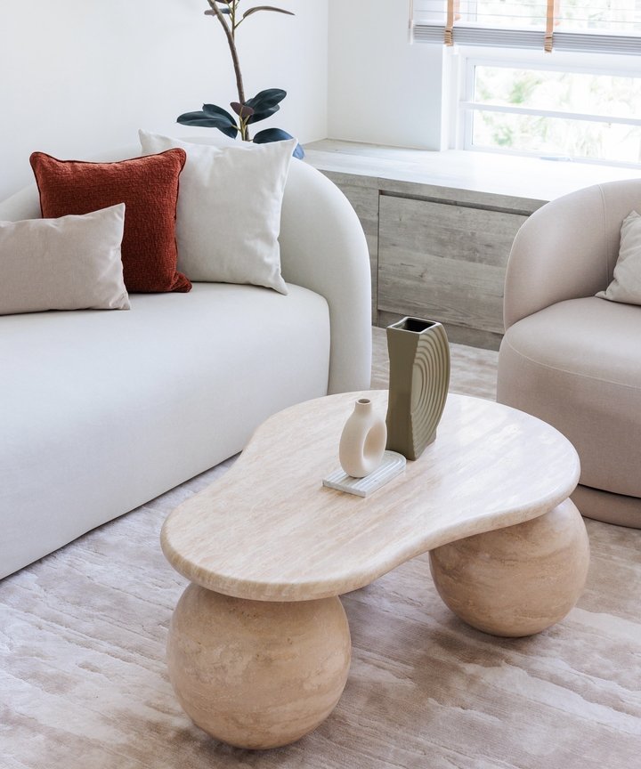 Carlsson Travertine Coffee Table - Spherical Base Carlsson Travertine Coffee Table - Spherical Base