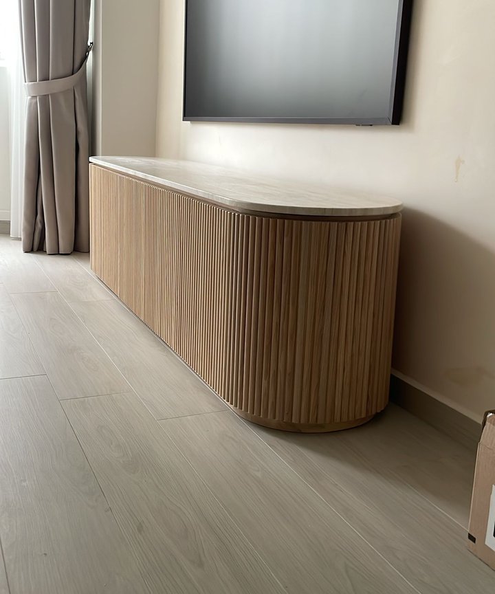 Falisse Travertine Fluted TV Console Falisse Travertine Fluted TV Console