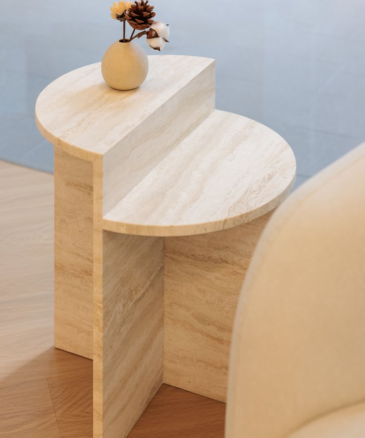Vendella Travertine Side Table Vendella Travertine Side Table