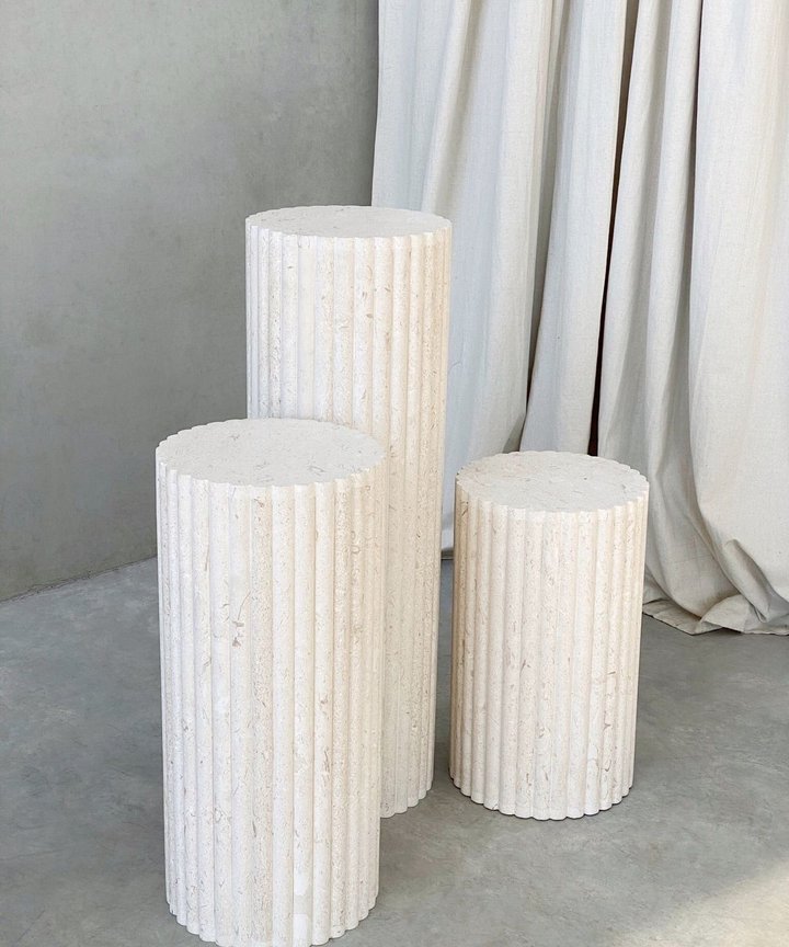 Celine Limestone Fluted Plinth - Cylindrical