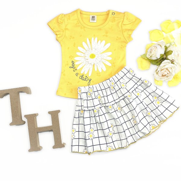Oops A Daisy! Yellow Top & Skirt Set