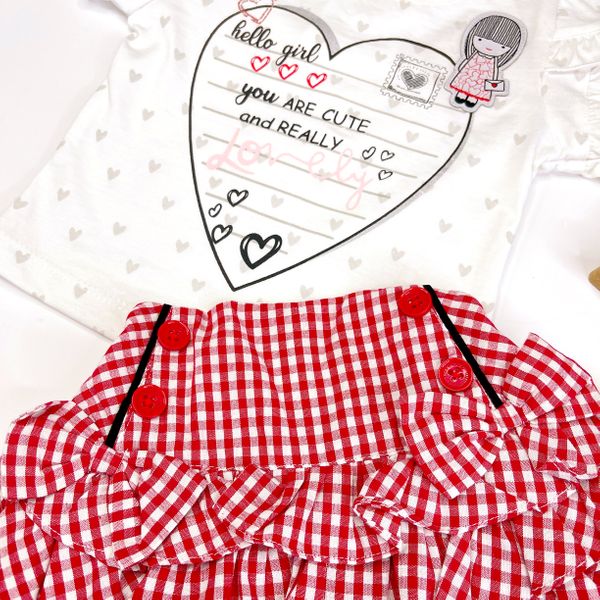 Letter From The Heart Red & White Top & Skirt Set