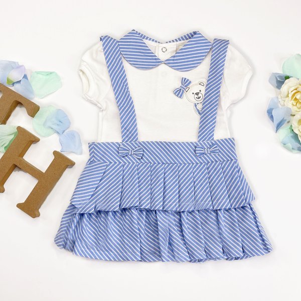 Hi There Little Bear! Pleated Suspender Dress