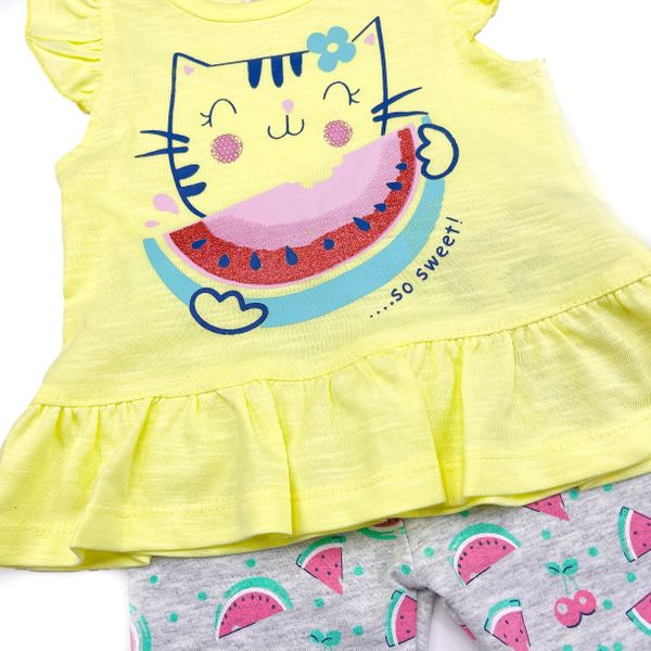 Fruity Kitty Yellow Top & Leggings Set