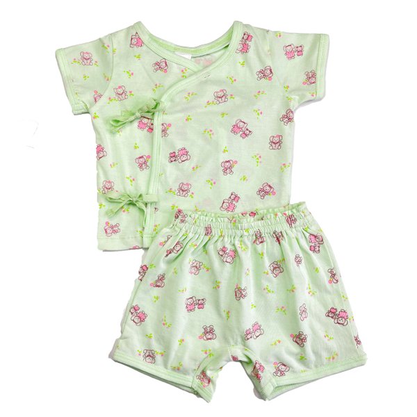 Newborn & Baby front open soft cotton Set Green