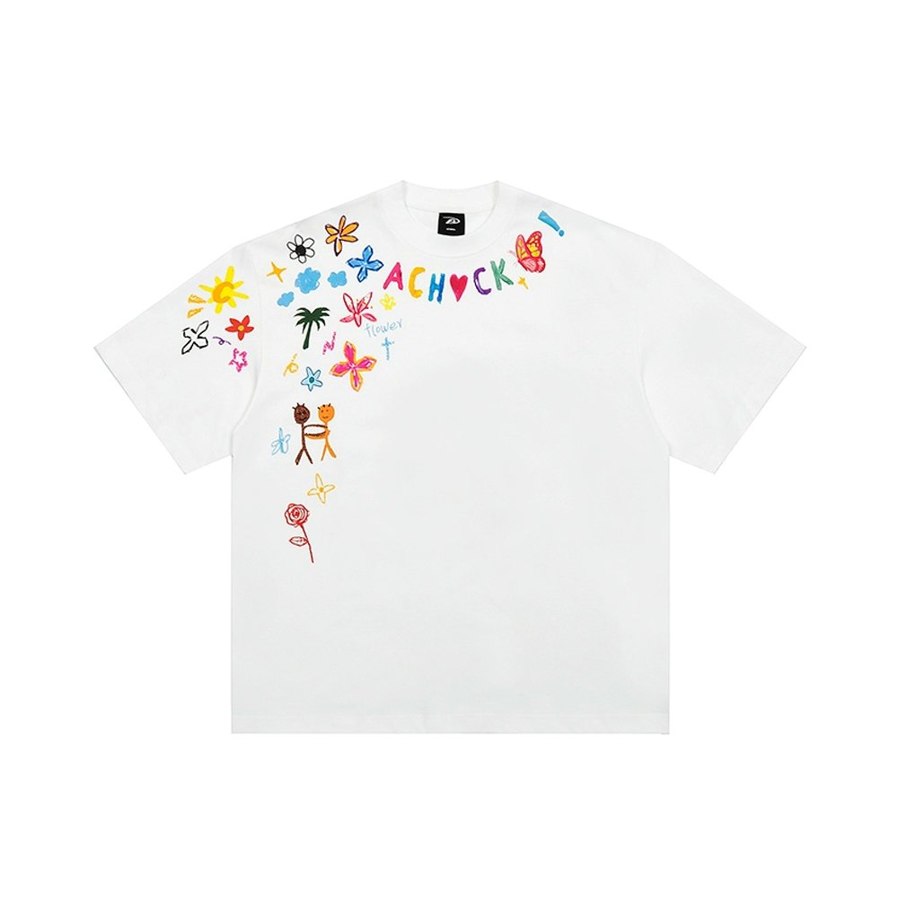 Achock Cartoon Graffiti Tee - White