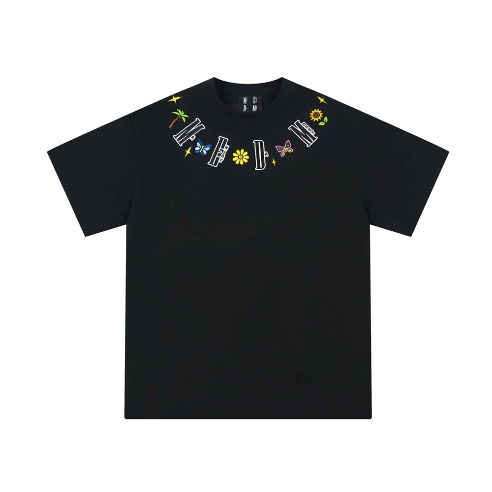 MEDM Butterfly Necklace Emb Tee - Black