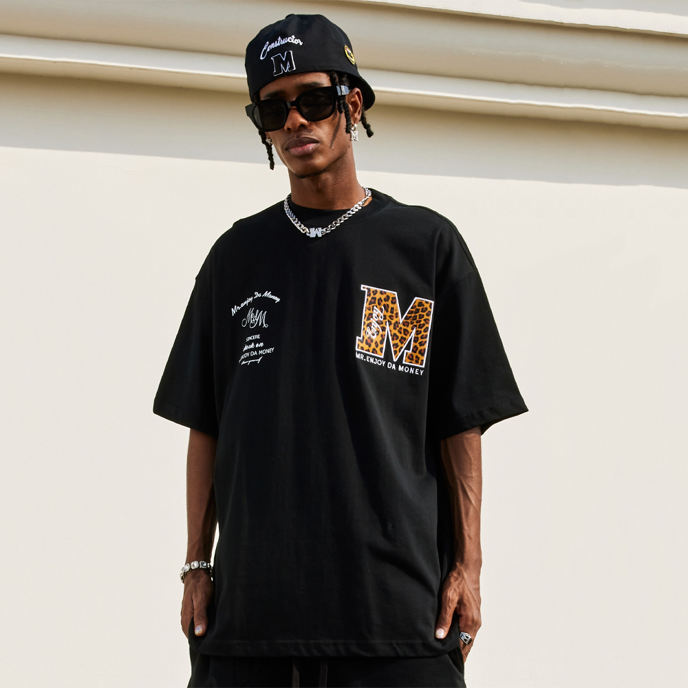MEDM Leopard Print M Logo Tee - Black