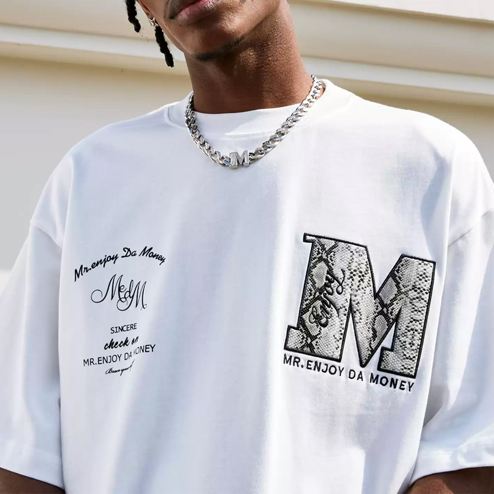 MEDM Snake Print M Logo Tee - White