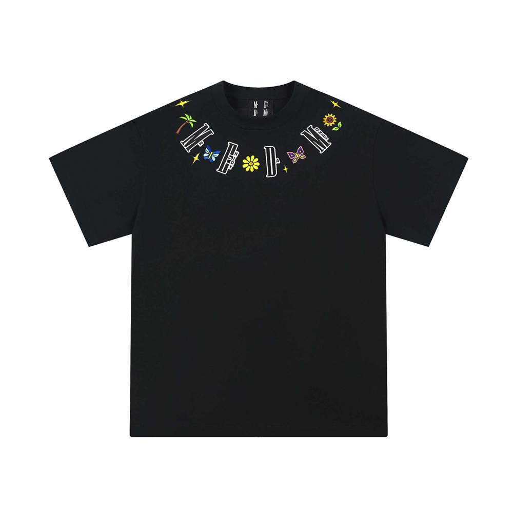 MEDM Butterfly Necklace Emb Tee - Black