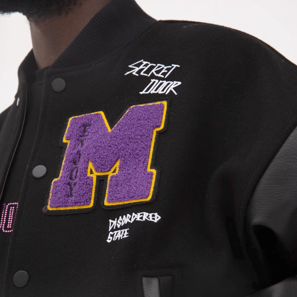 MEDM Labeled Baseball Jacket - Black
