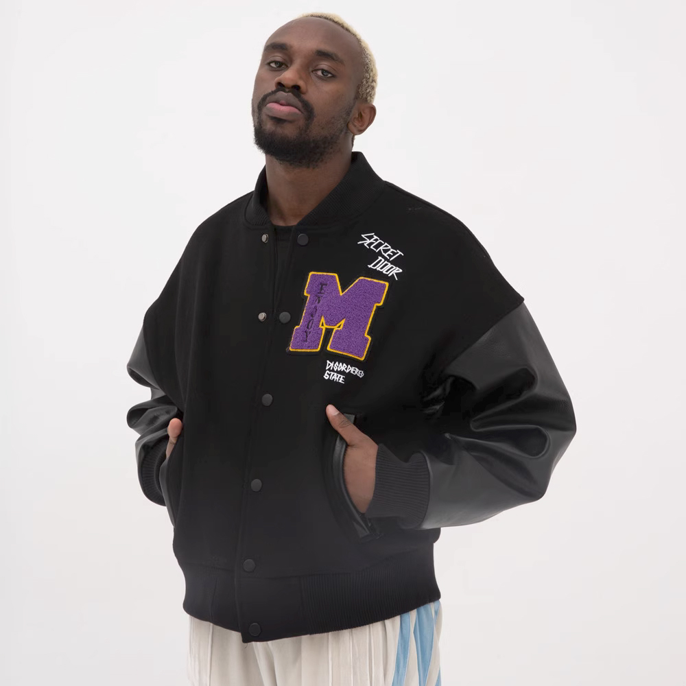 MEDM Labeled Baseball Jacket - Black