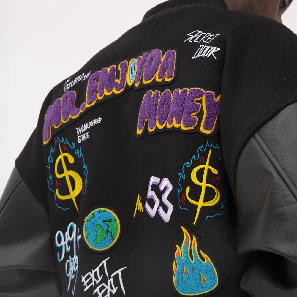 MEDM Labeled Baseball Jacket - Black