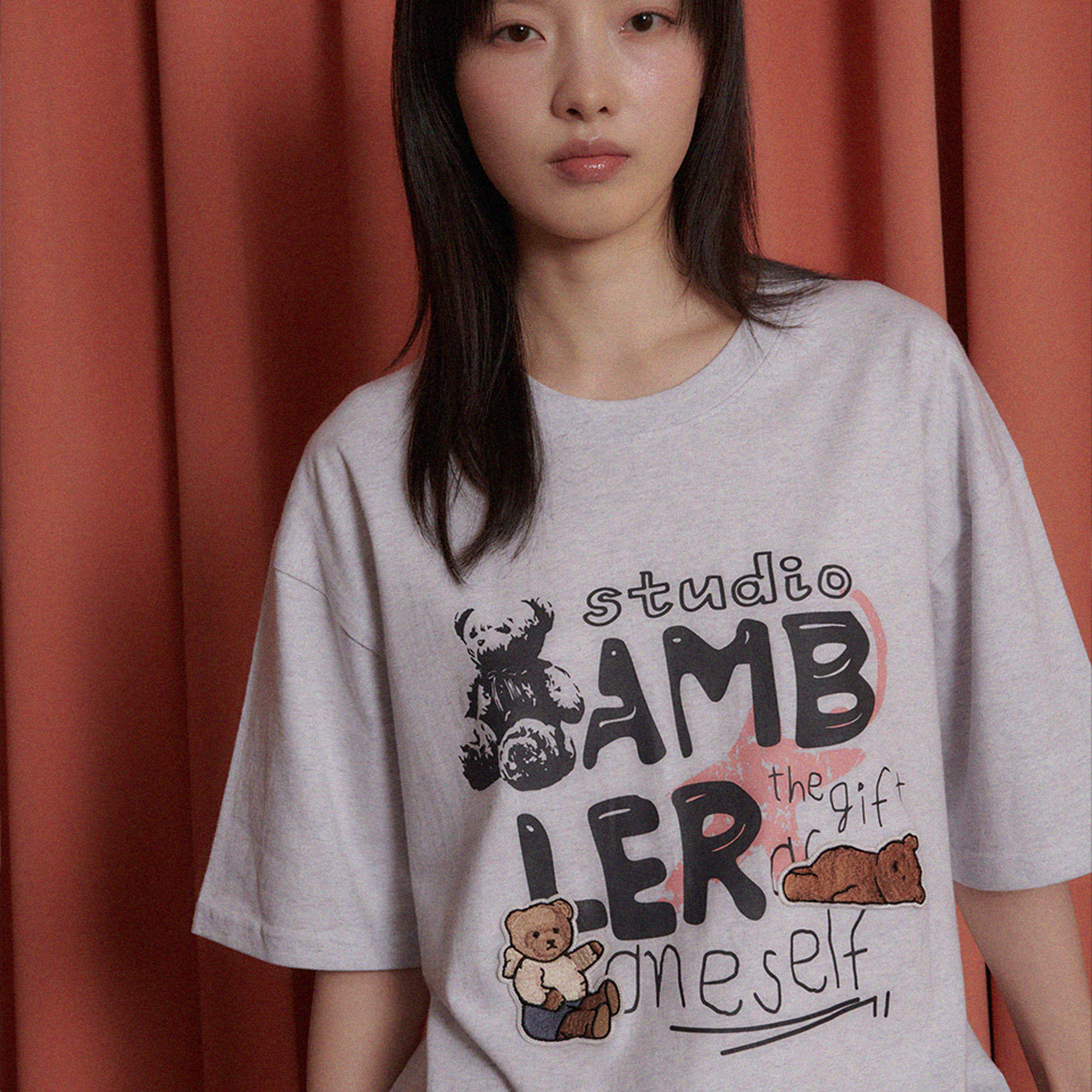 Ambler Bear Patch Tee - Ash