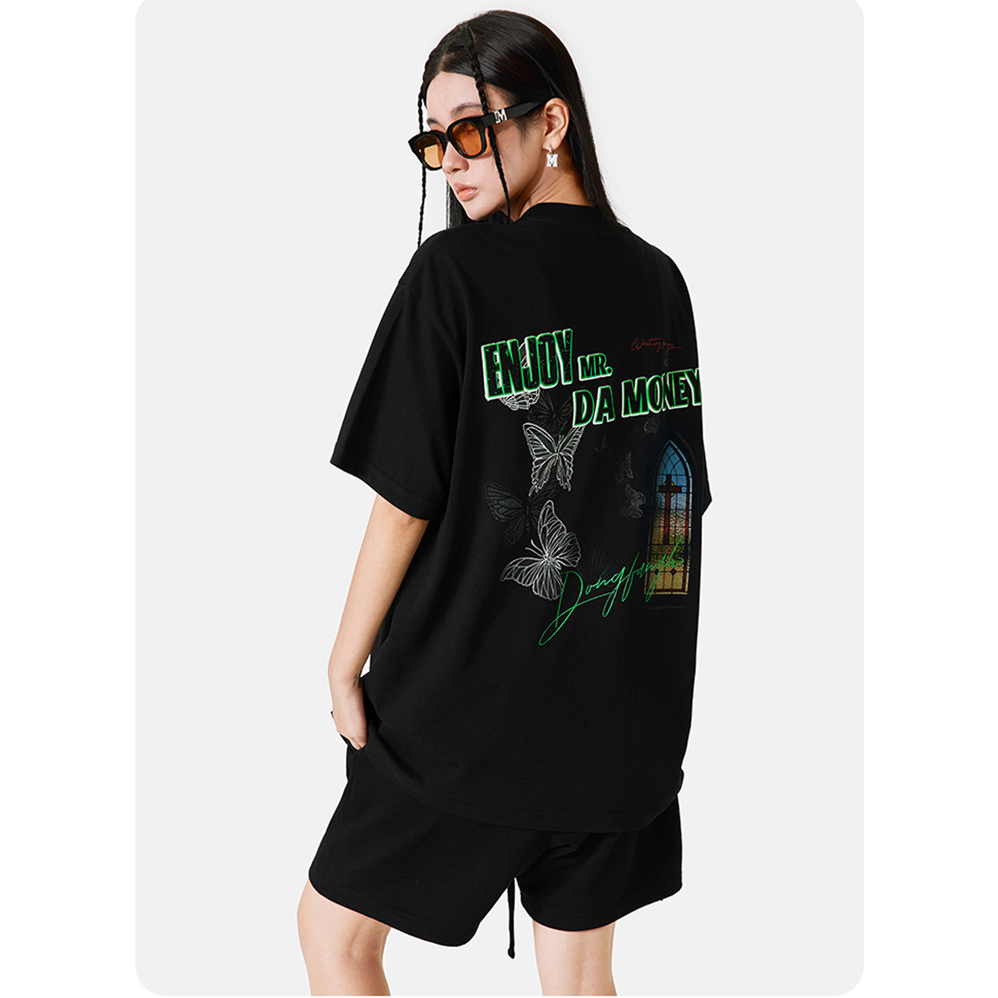 Medm Cross Butterfly Print Tee
