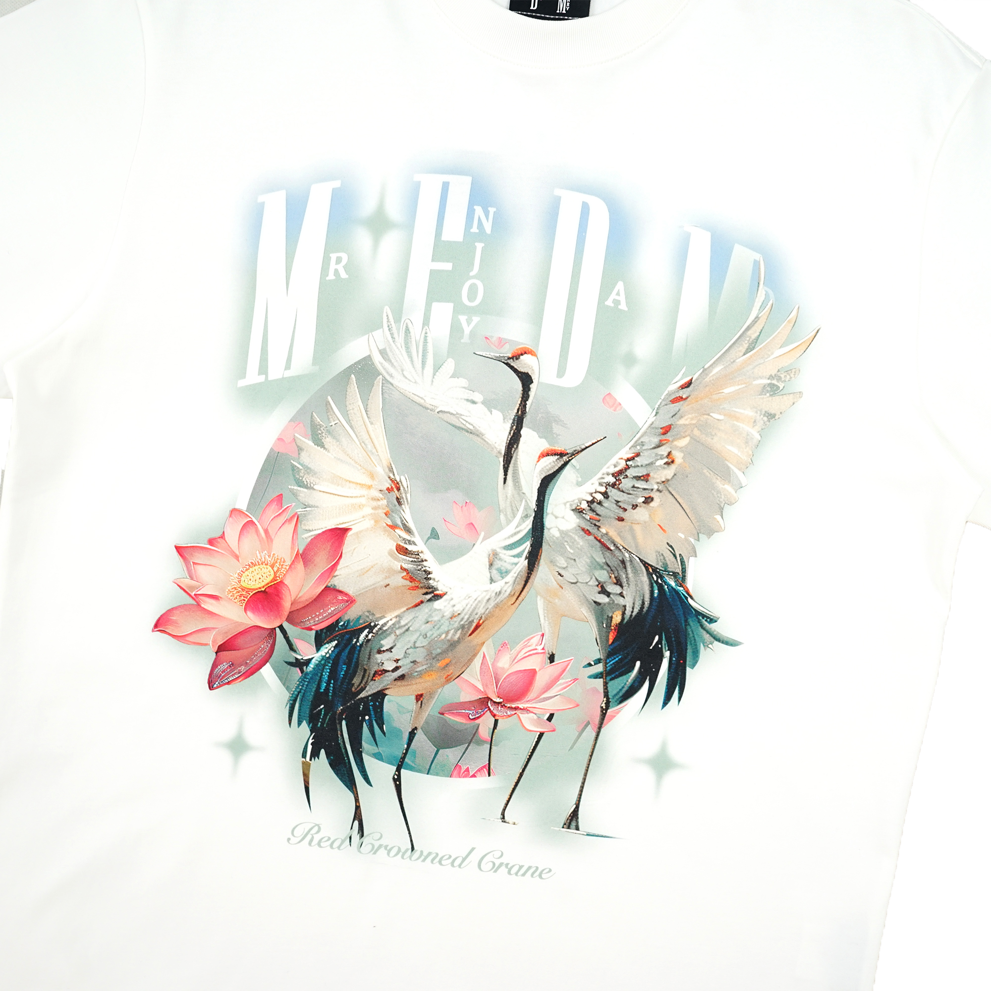 Medm Flower Crane Tee - White