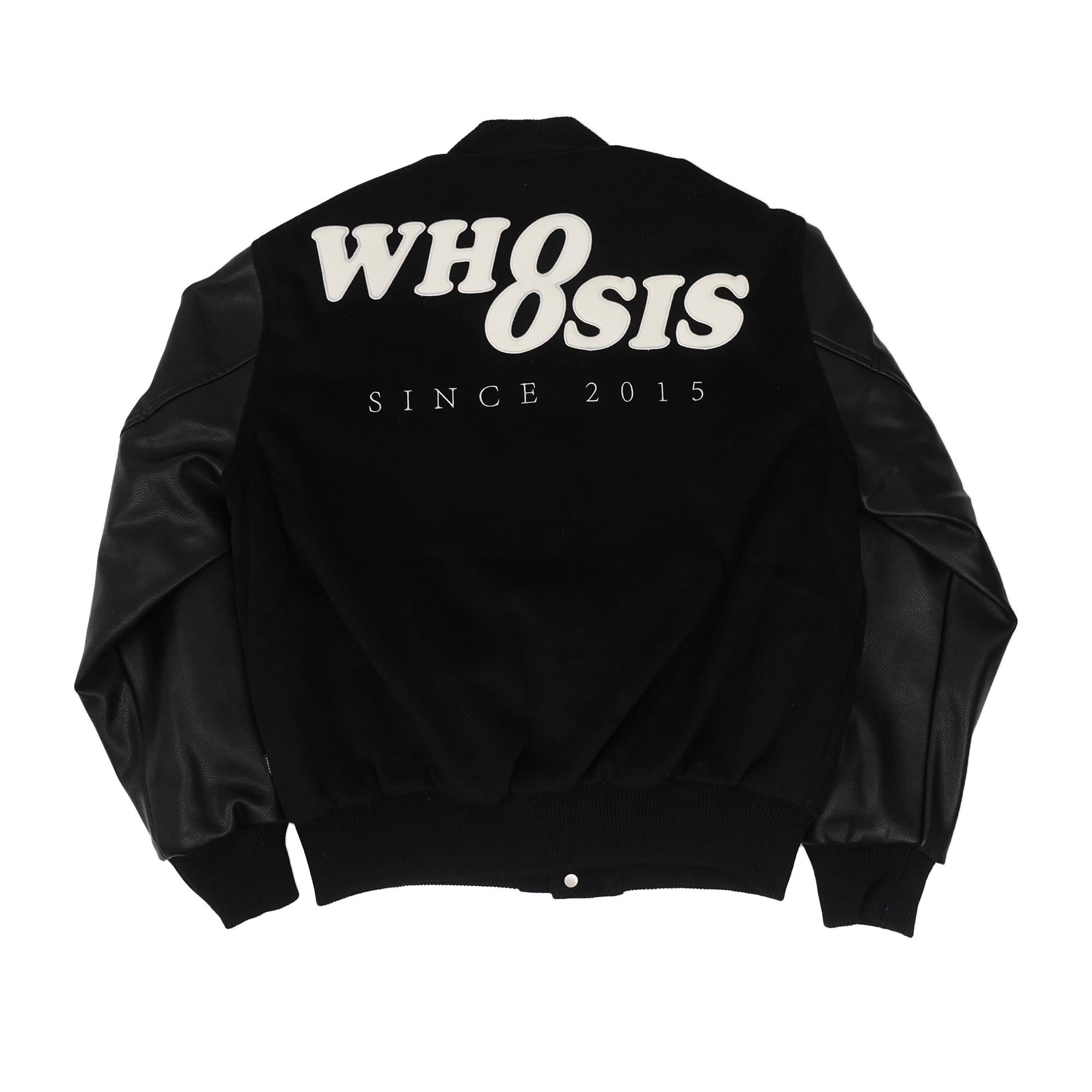 Whoosis Leather Embroidered Baseball Jacket