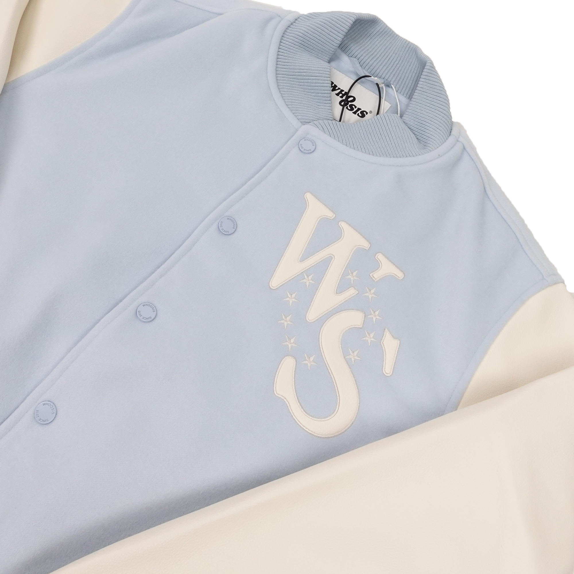 Whoosis Leather Embroidered Baseball Jacket