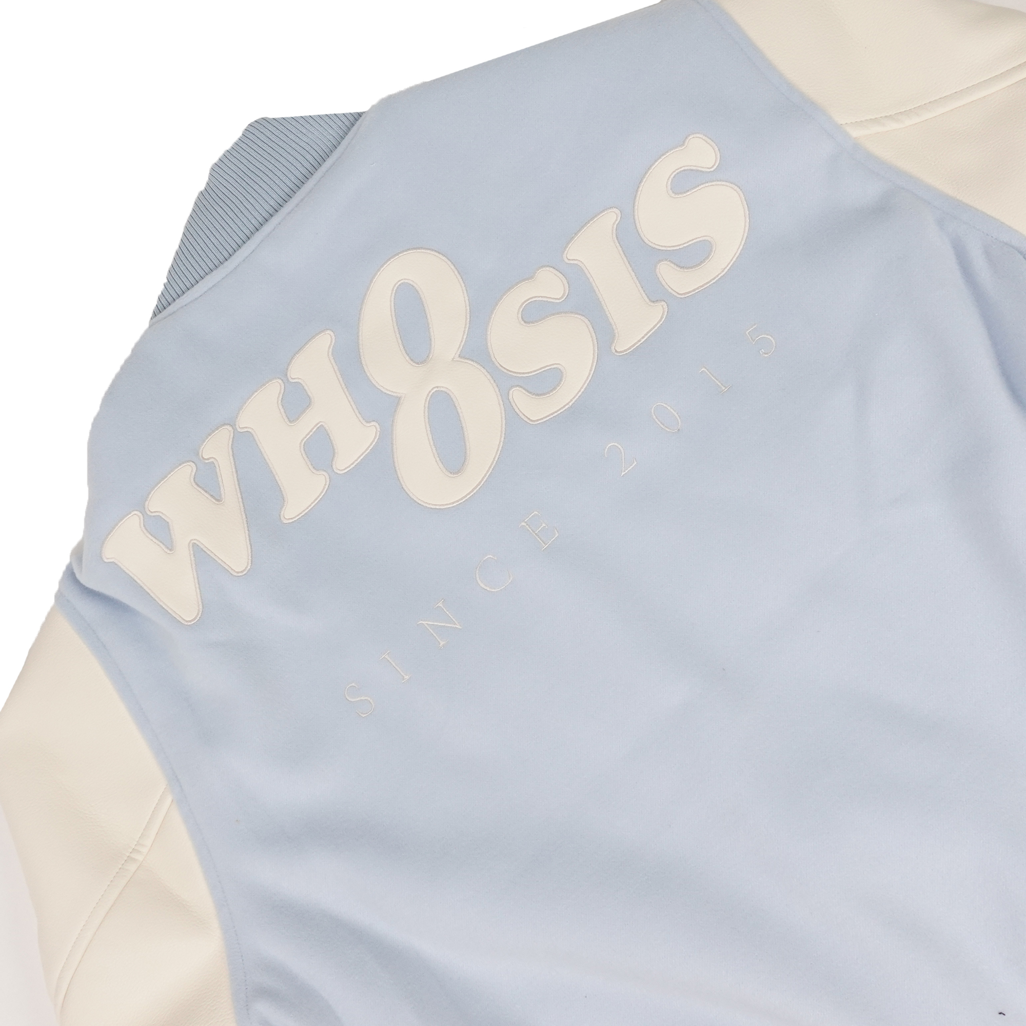Whoosis Leather Embroidered Baseball Jacket