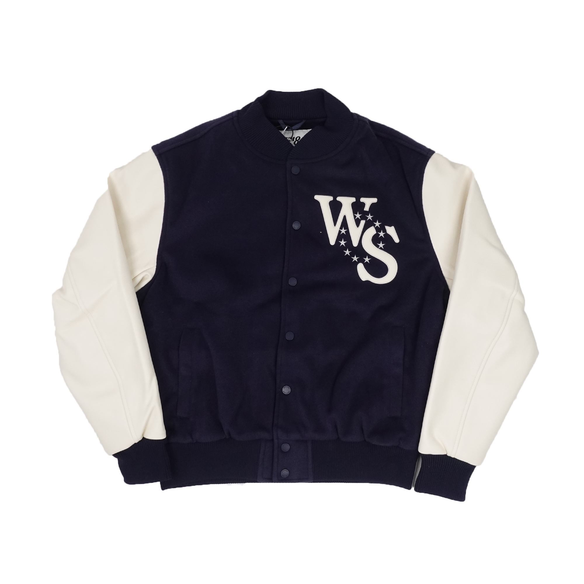 Whoosis Leather Embroidered Baseball Jacket