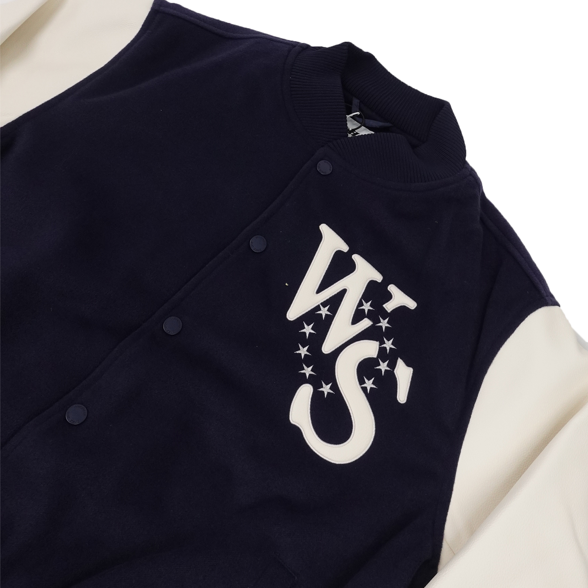 Whoosis Leather Embroidered Baseball Jacket