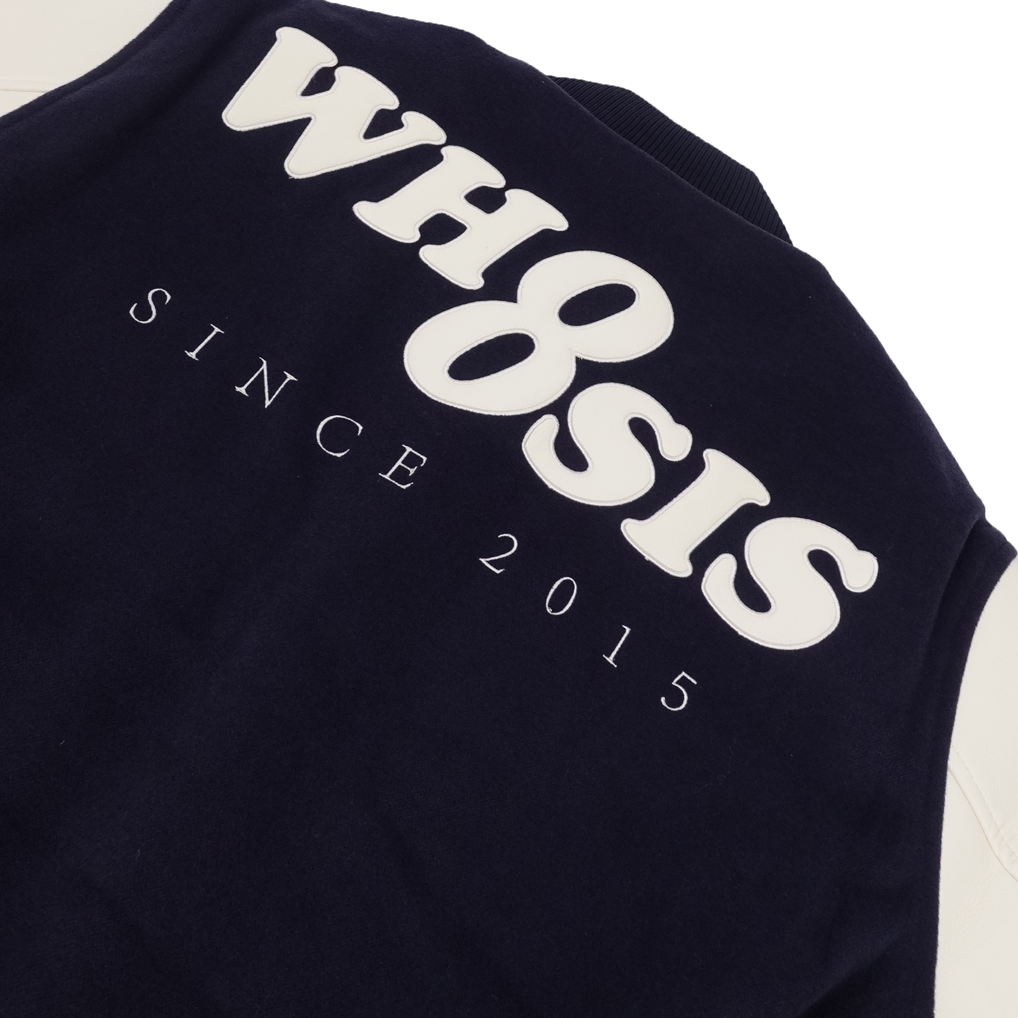 Whoosis Leather Embroidered Baseball Jacket
