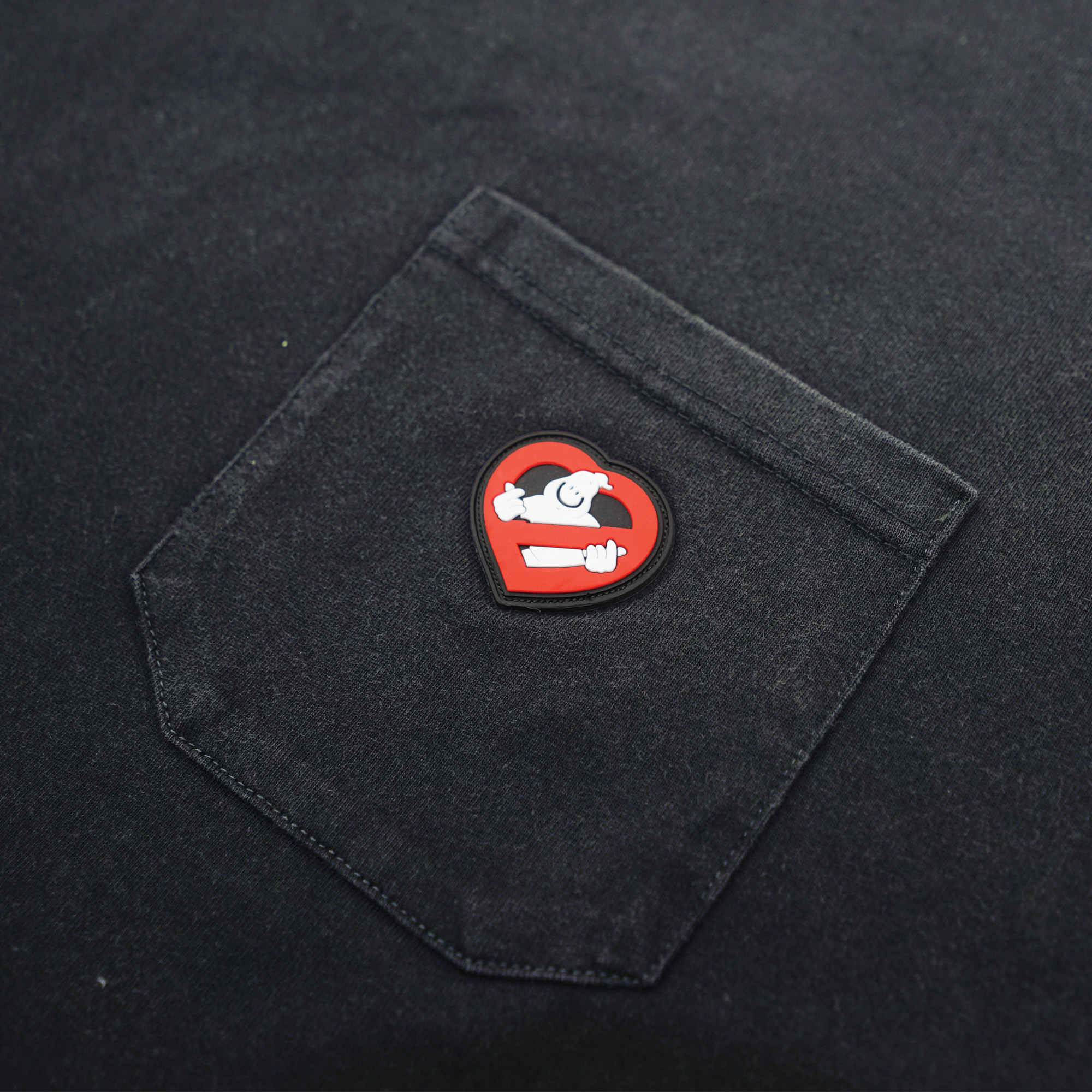 Happynauts Ghost Patch Washed Pkt Tee - Black